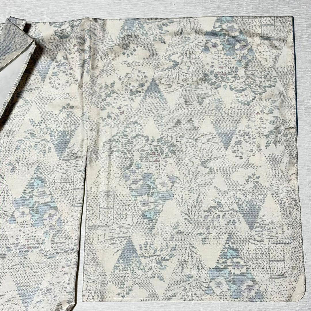 桜咲　本場大島紬　白大島　正絹　庭園情景　証紙有り　新品　極美品