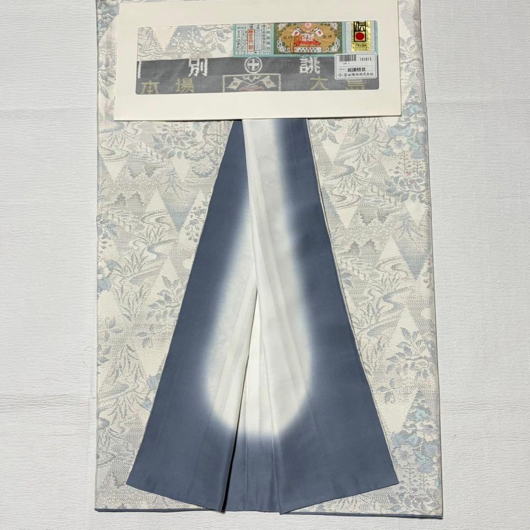 桜咲　本場大島紬　白大島　正絹　庭園情景　証紙有り　新品　極美品