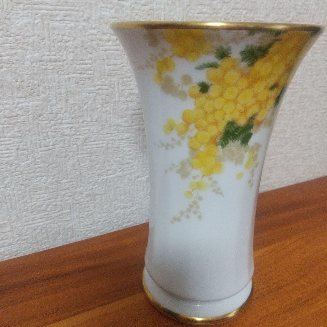 花柄陶器 花瓶 大倉陶園 ミモザ花瓶 小ぶり OKURA JAPAN