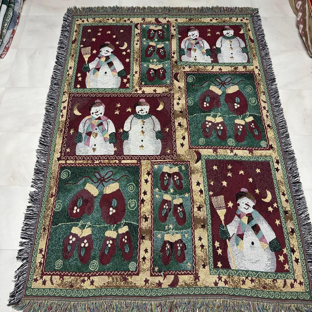 クリスマス　マルチカバー　ソファーカバー　ヴィンテージラグ　186x131
