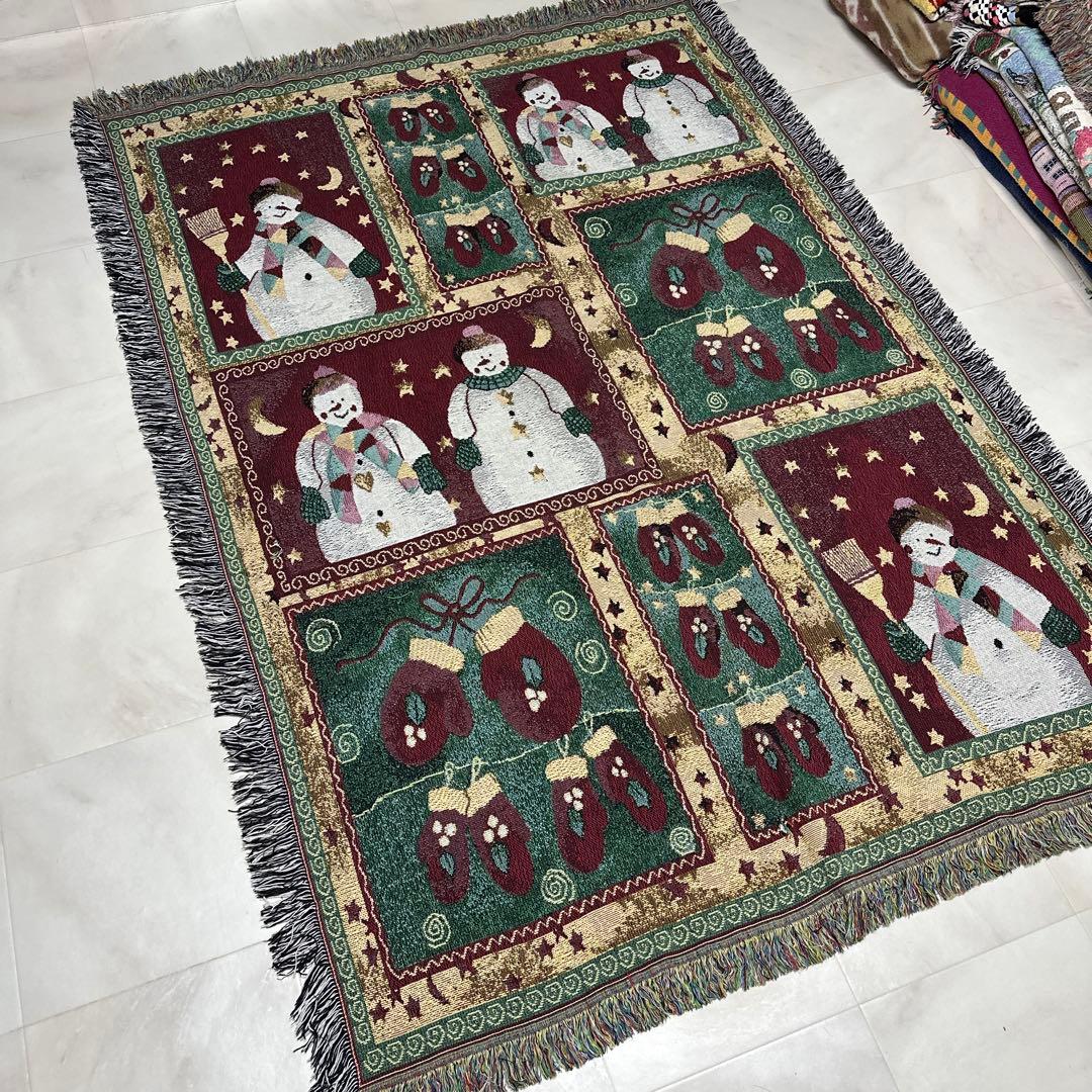 クリスマス　マルチカバー　ソファーカバー　ヴィンテージラグ　186x131