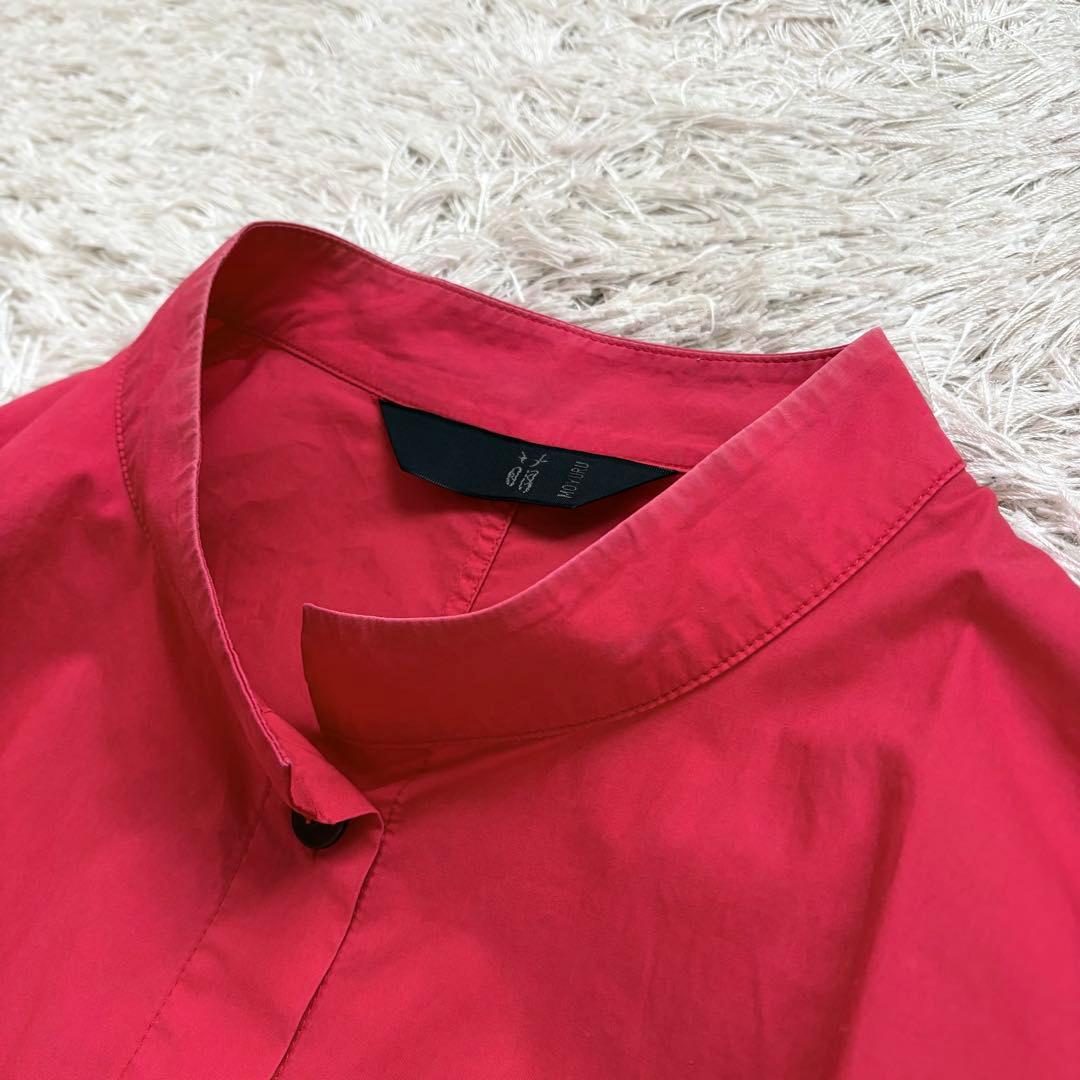 萌 モユル シャツワンピース コクーン アートデザイン バンドカラー 変形