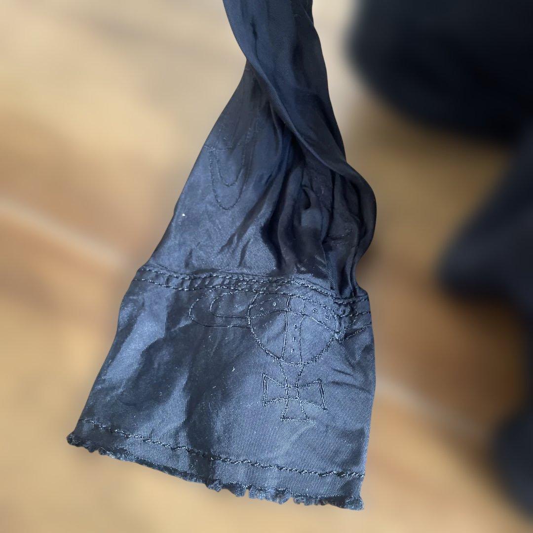 Vivienne Westwood 黒シャツ総オーブ柄アシンメトリーリボンタイ