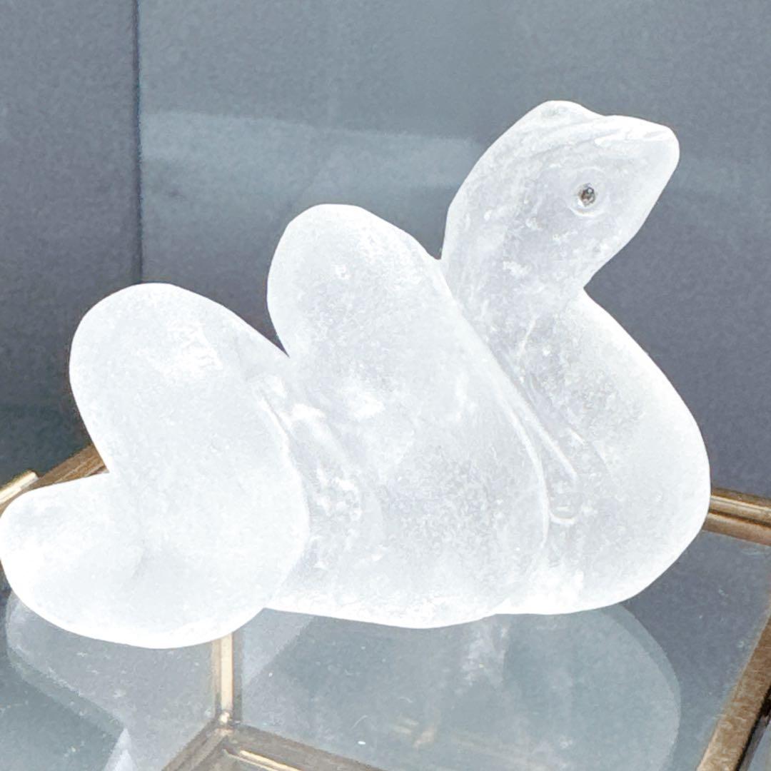 ホワイトスネークダイヤモンド入り手彫り水晶白蛇水晶NO 25-1177