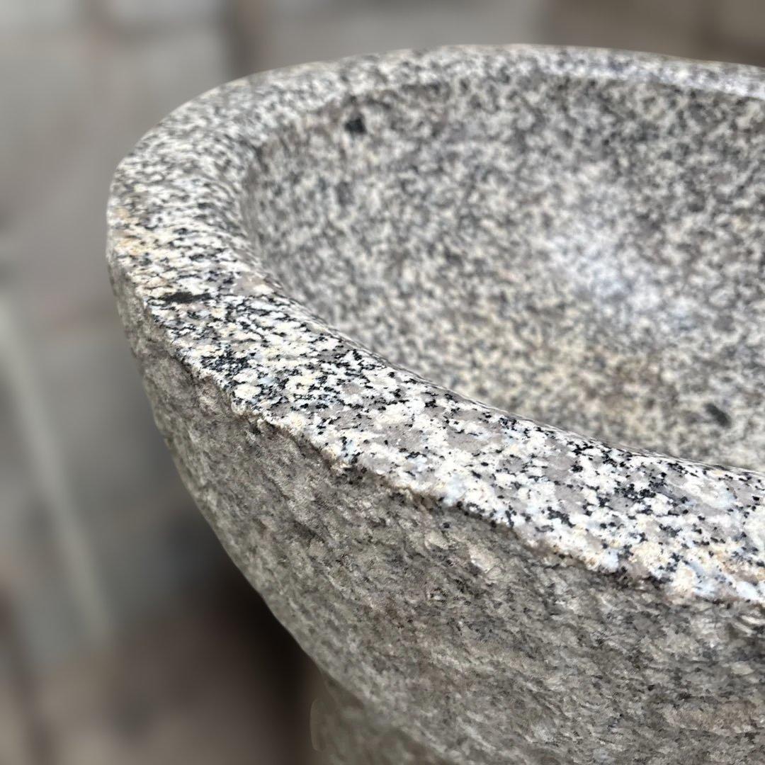 本格　イベント　餅つき　御影石　石臼　土台付き　大　直径約50cm