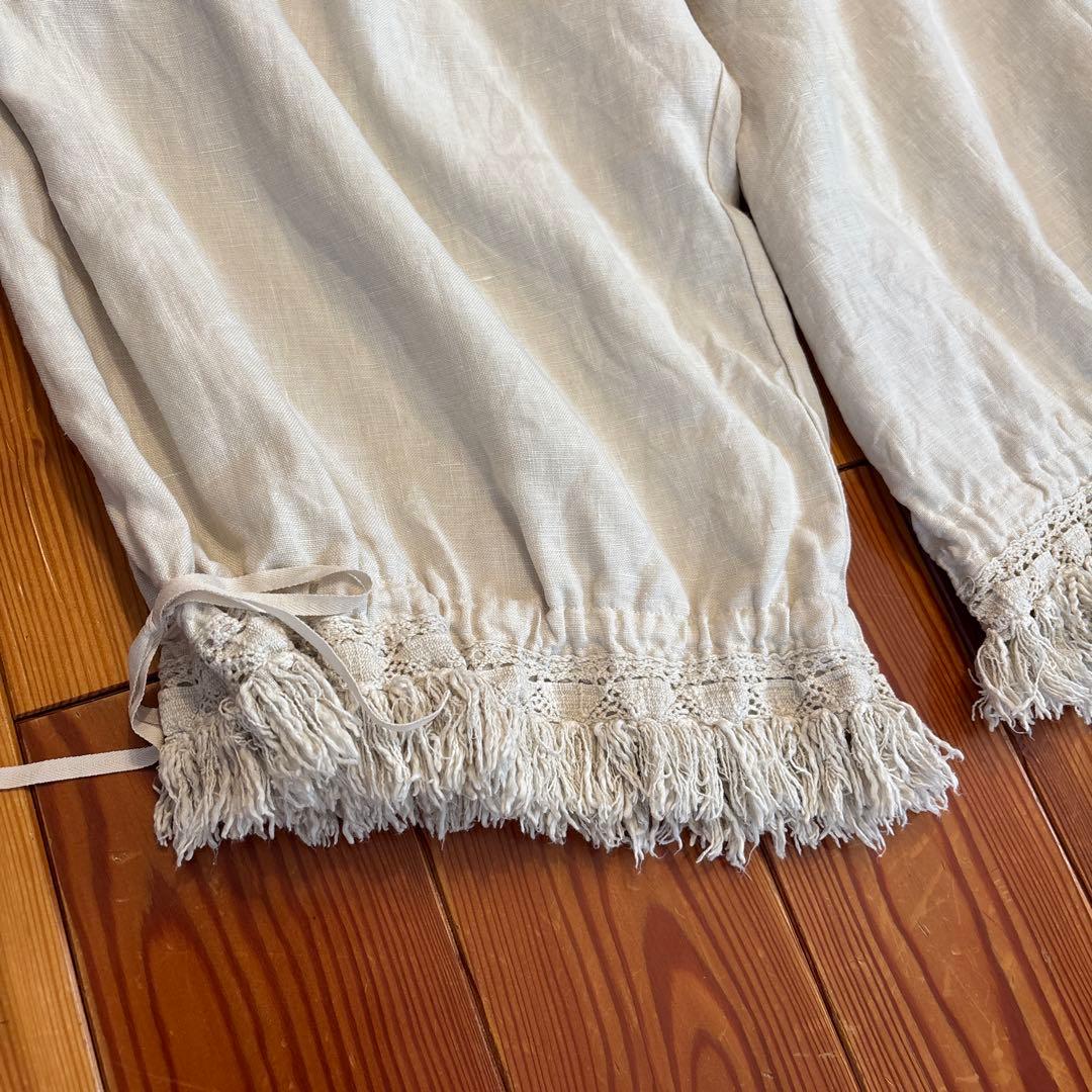 nest Robe リネンフリンジレースドロワーズパンツ　生成り　ネストローブ