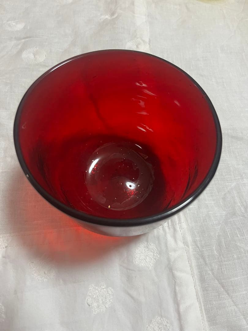 横山秀樹　ガラスボウル　赤