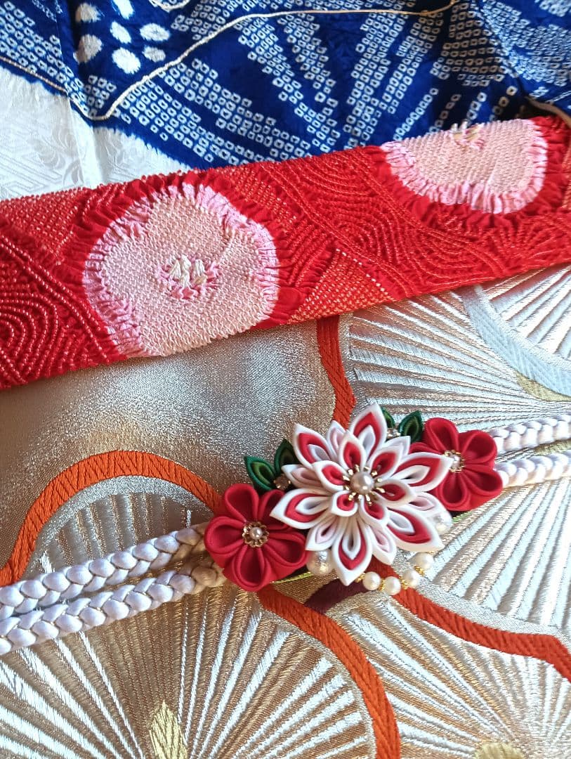 レトロモダン トールサイズ　振袖フルセット　絞り　青　丈166 裄69　美品