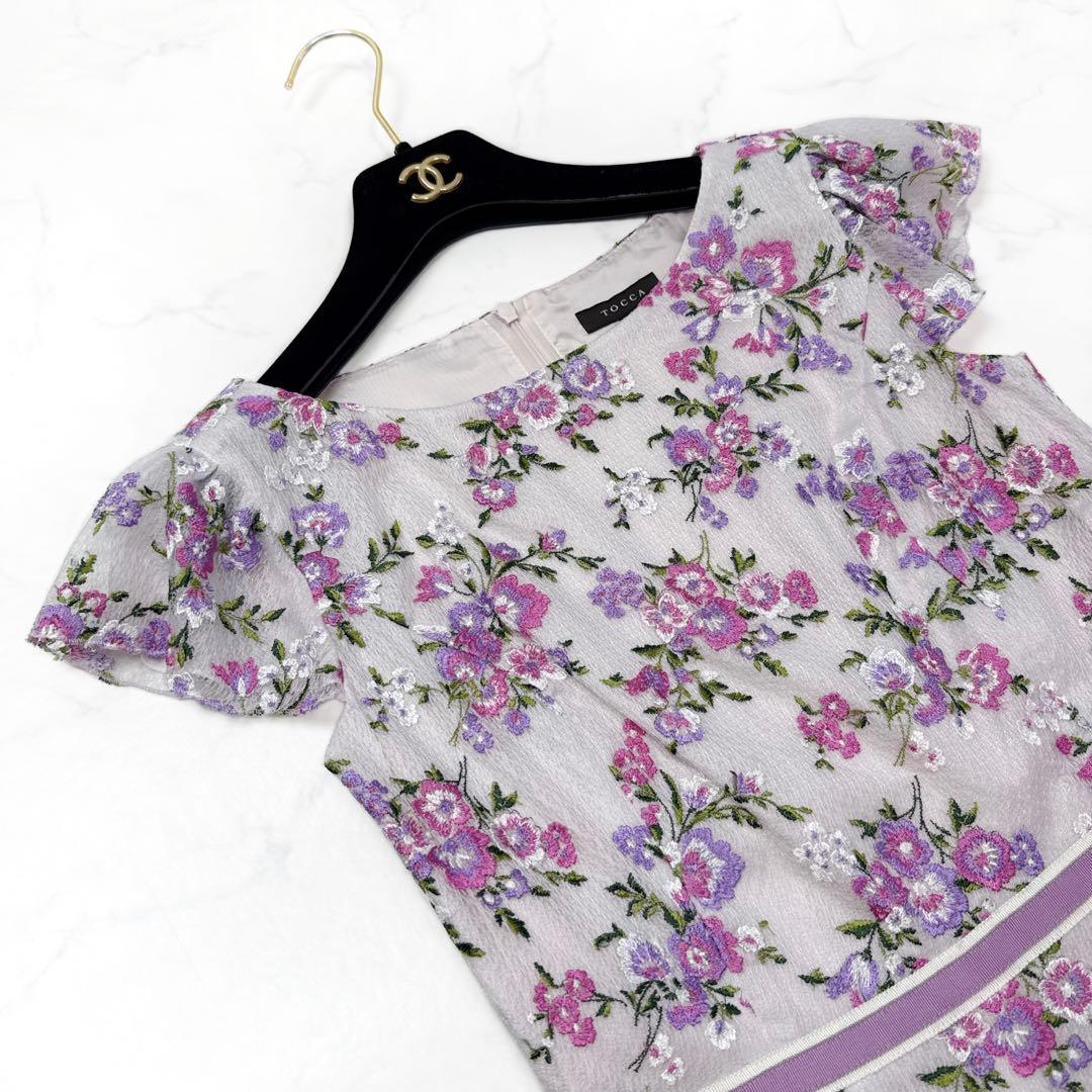 TOCCA トッカ CINI ドレス 花柄 刺繍 ワンピース フレア 0 ピンク