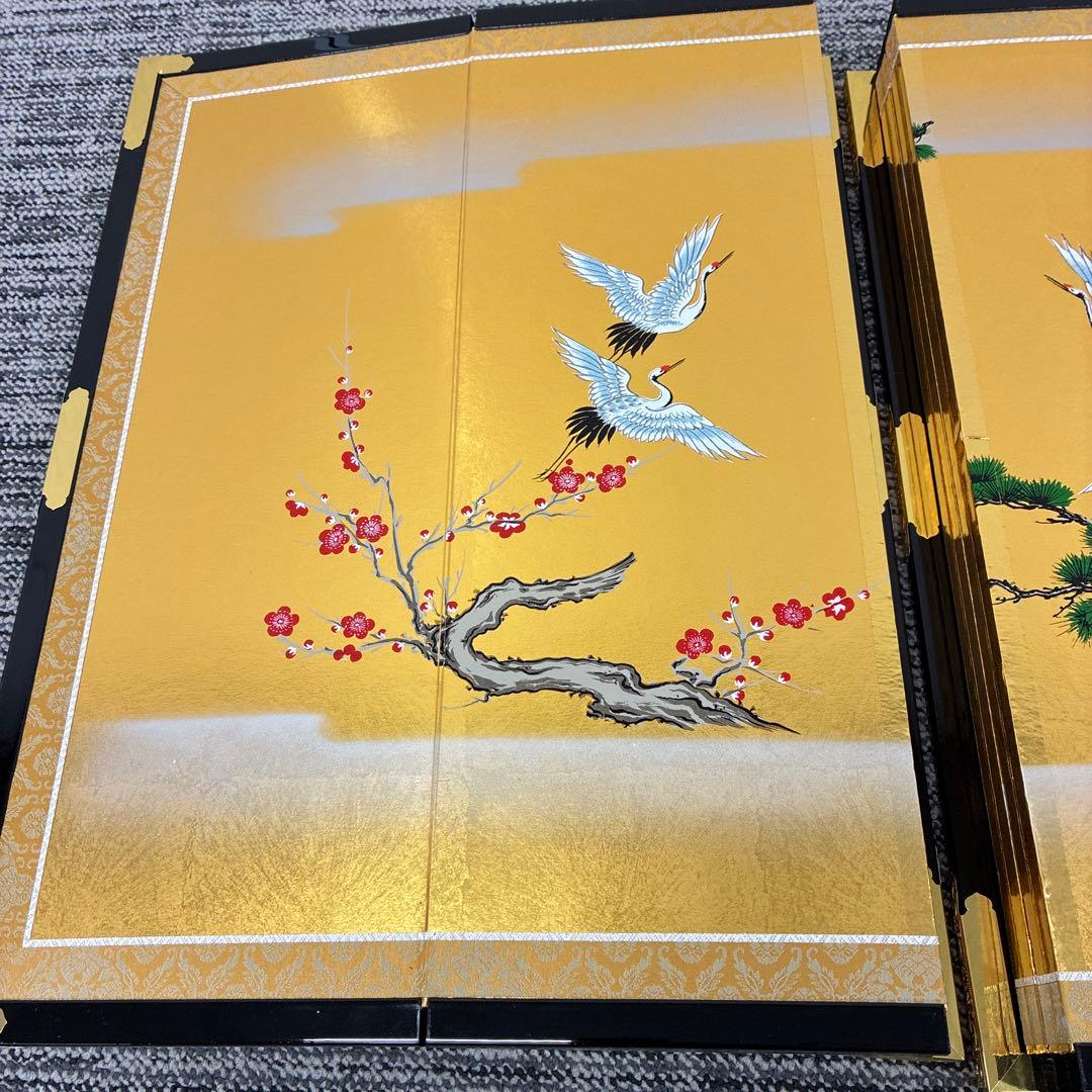 お雛様金屏風 鶴、梅、松　超特特大