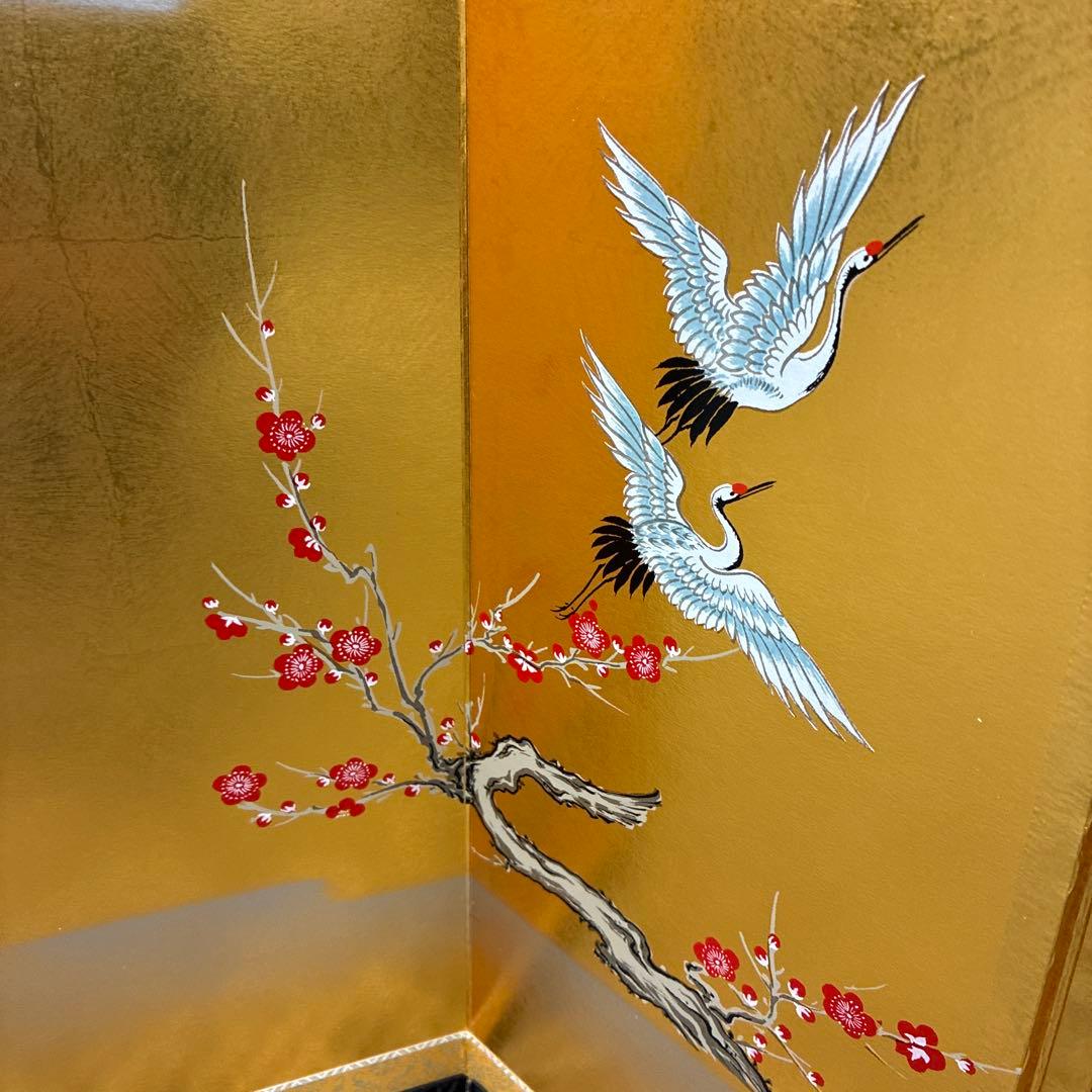 お雛様金屏風 鶴、梅、松　超特特大