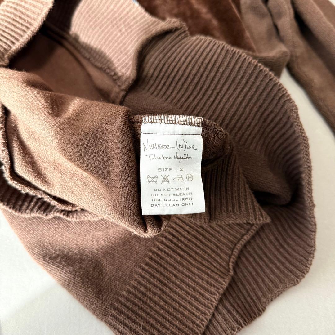 03AW NUMBER(N)INE ハート涙パッチベロア切替ニット size2