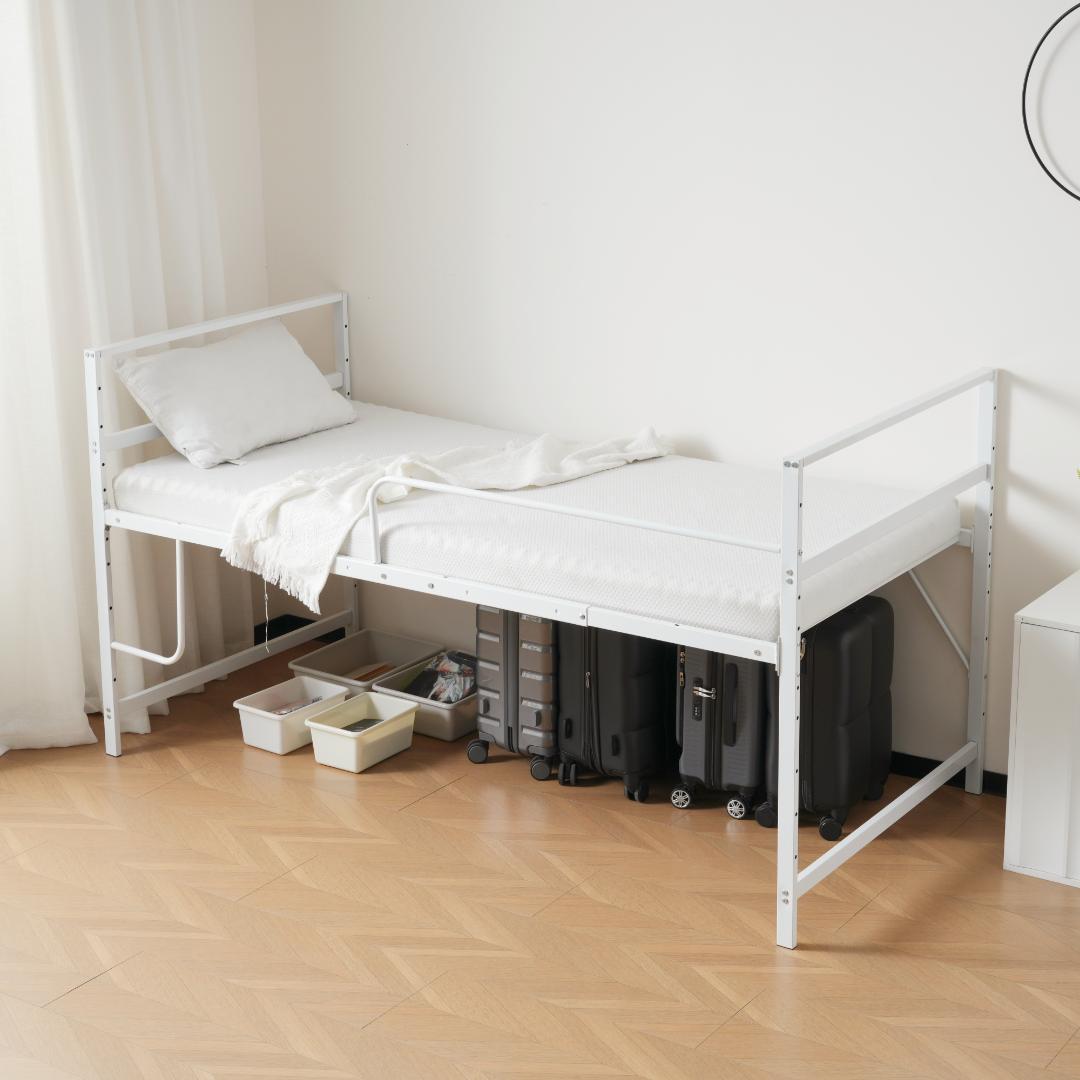 【ホワイト】ロフトベッド パイプベッド シングル ロータイプ 高さ110cm