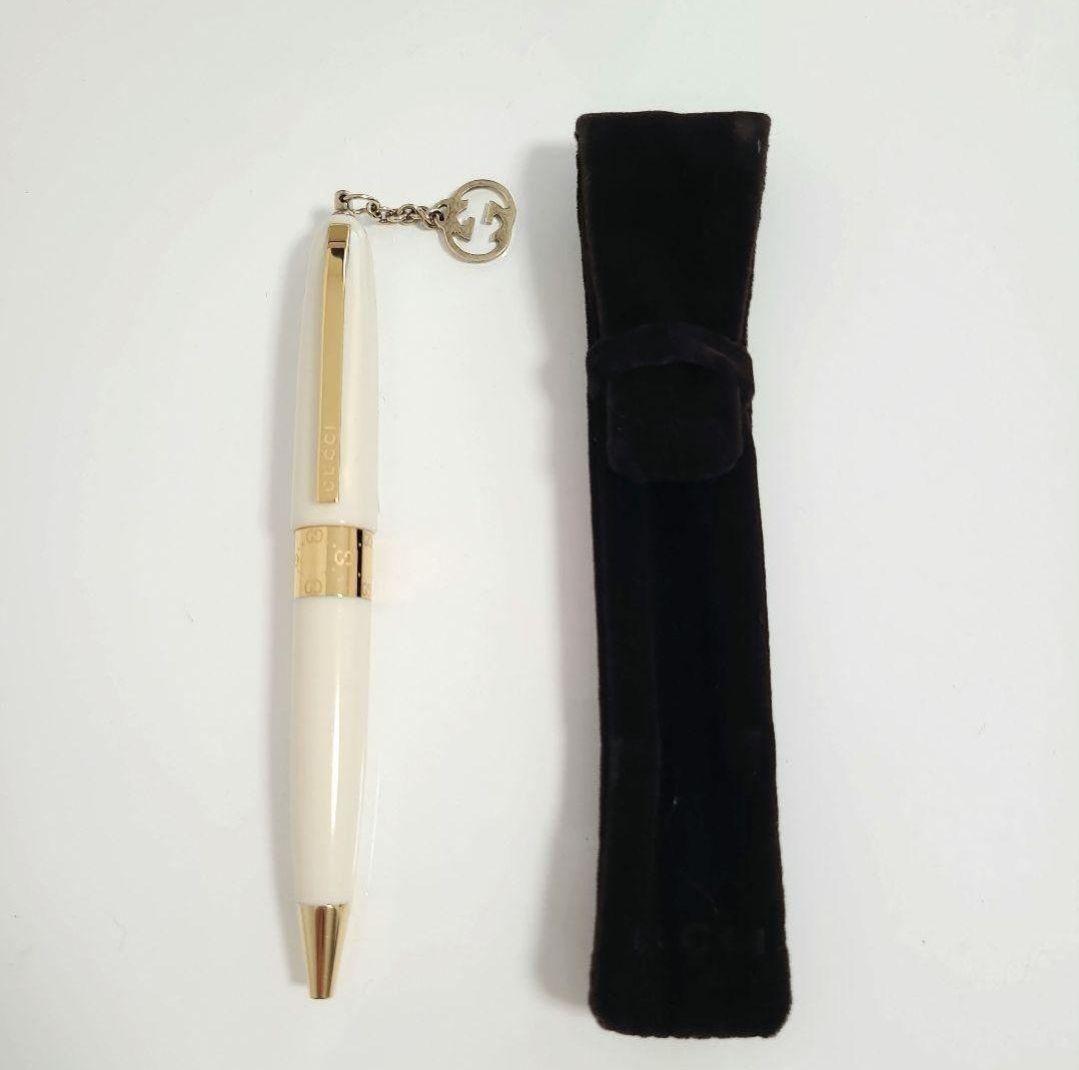 専用ケース 説明書付き GUCCI ボールペン ホワイト ゴールド