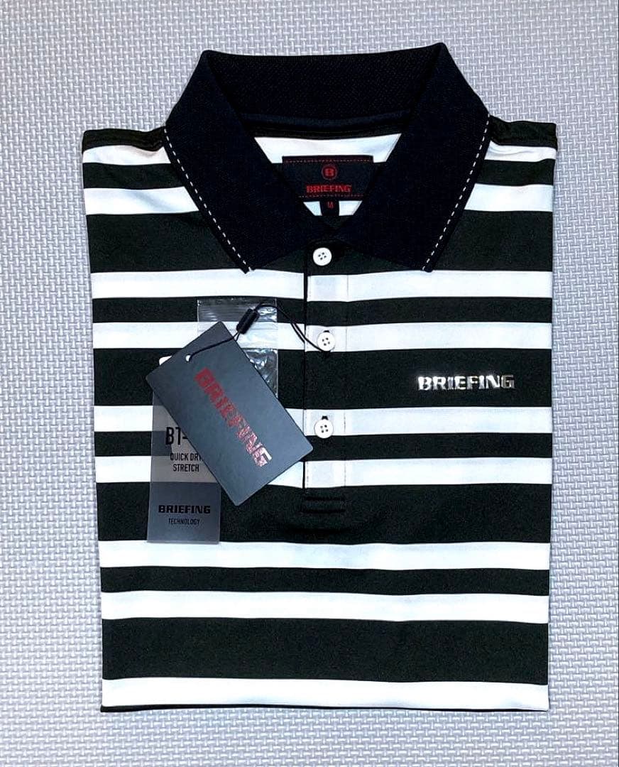 BRIEFING GOLF MS ストライプ ポロシャツ（BLK／M）