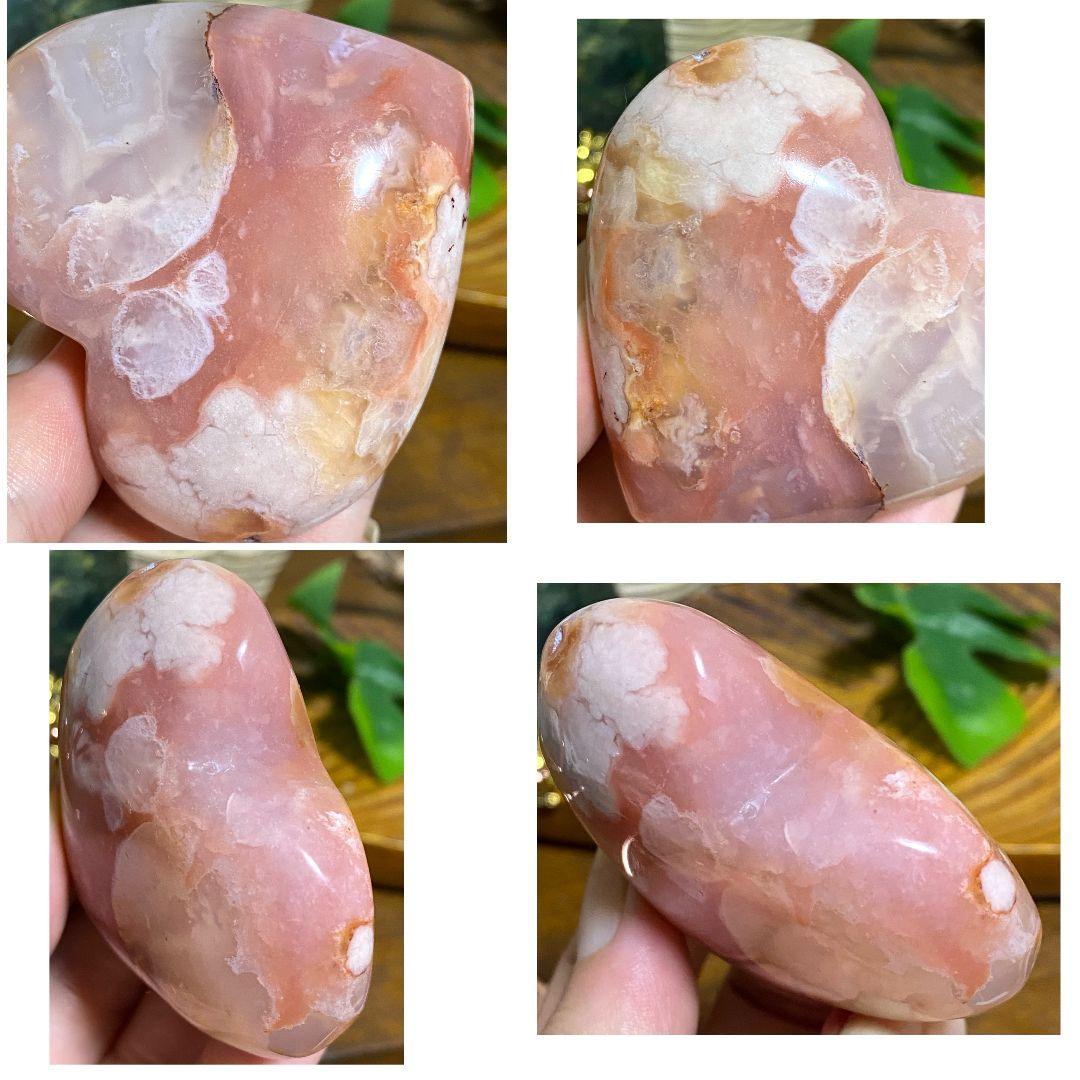 ⭐so ⭐ブルー フラワー アゲート★桜瑪瑙★ぷっくり ハート★大き他