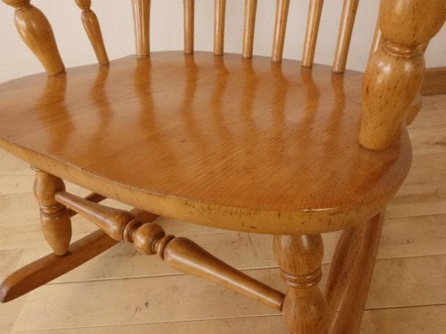 木製　ロッキングチェアー　白木色　再塗装済　ＵＳＥＤ