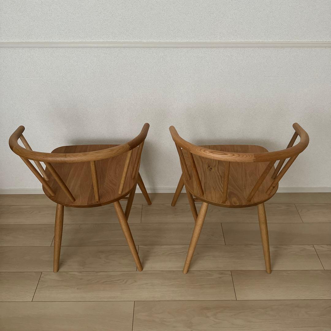 【直接引取】【廃盤】無印良品　オーク材 アームチェア 丸脚 2脚