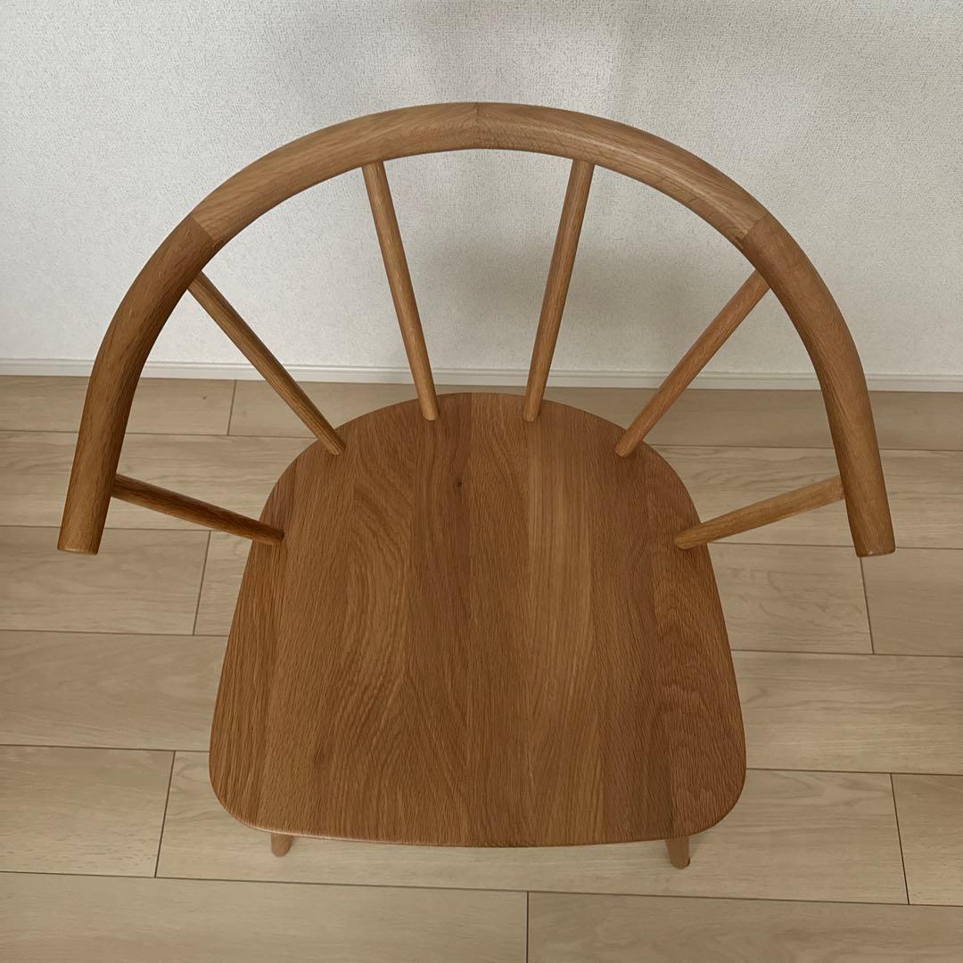 【直接引取】【廃盤】無印良品　オーク材 アームチェア 丸脚 2脚