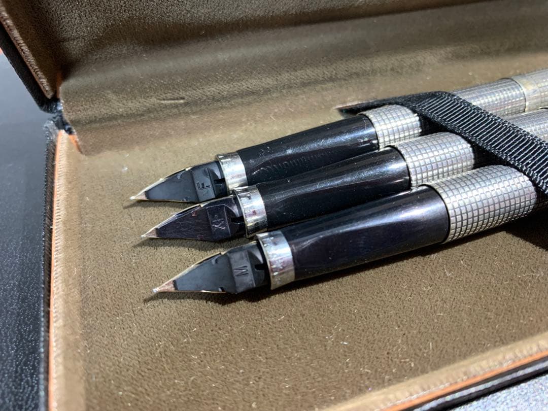 パーカー75シズレ 万年筆　スターリングシルバー純銀軸 アメリカ 字幅3本セット