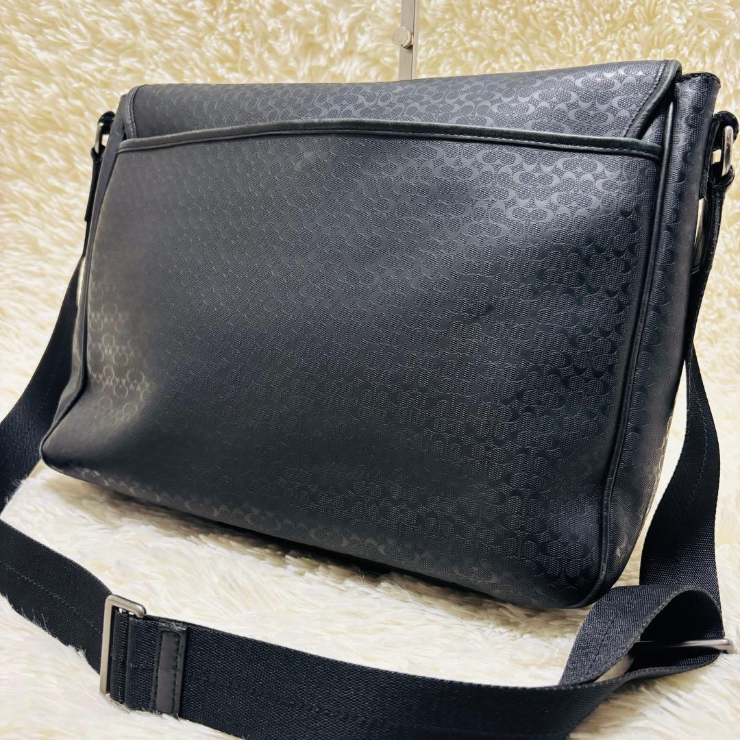 COACH コーチ ヘリテージ シグネチャー メッセンジャーバッグ ブラック
