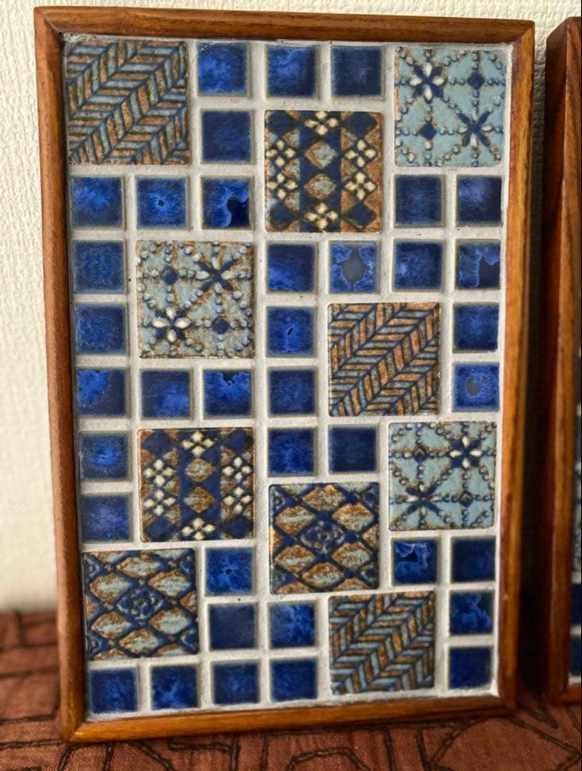 古道具　手仕事 タイルトレイ　 タイルトレー 2枚セット