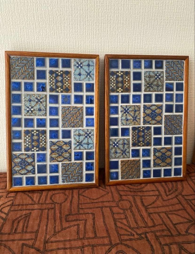 古道具　手仕事 タイルトレイ　 タイルトレー 2枚セット