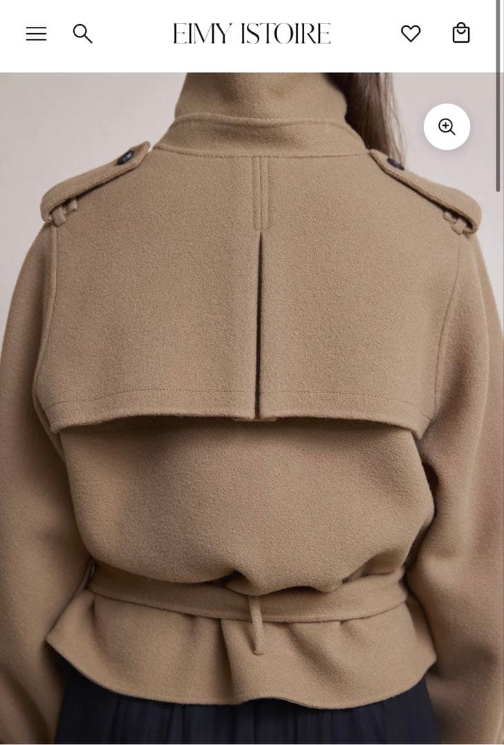 エイミーイストワール ウールショートトレンチコート キャメル 36 ジャケット