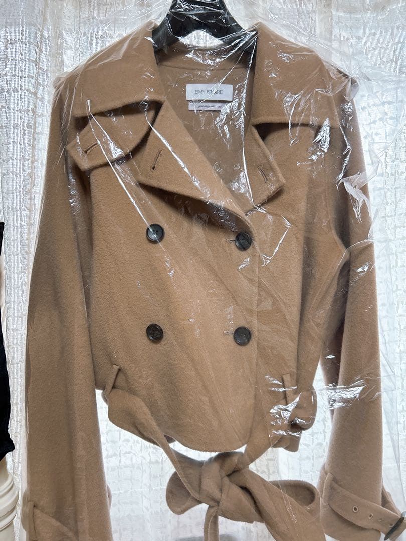 エイミーイストワール ウールショートトレンチコート キャメル 36 ジャケット