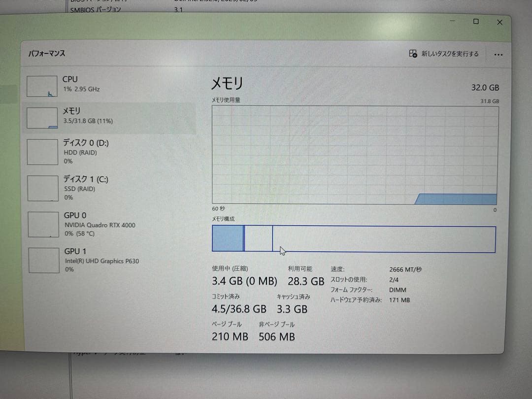 Windowsデスクトップ Dell QuadroRTX4000 E2274G 32G office19HB