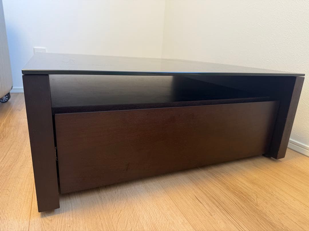 LOWYA リビングテーブル 天然木 ガラス製