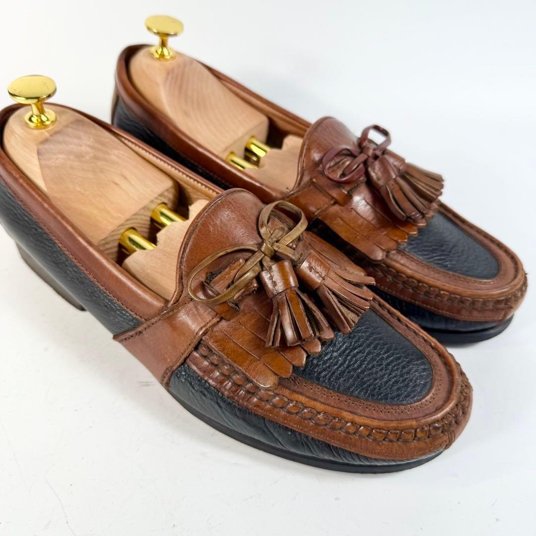 ジョンストン＆マーフィー　タッセル ローファー(8)革靴　イタリア製　フリンジ