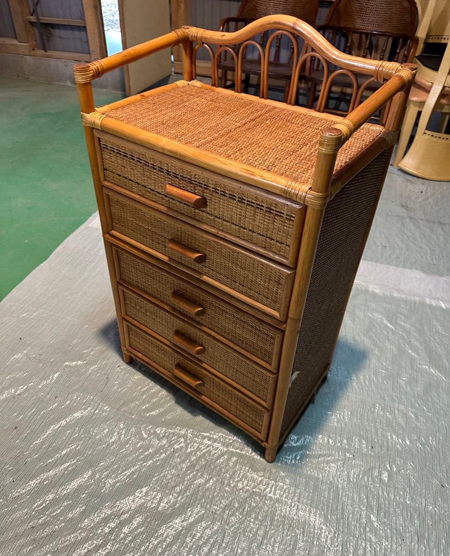 ラタン製 5段引き出し収納