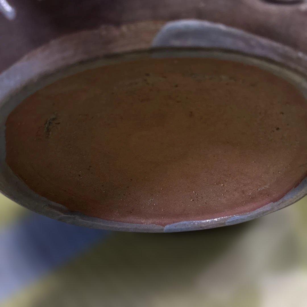 獅子と花の陶器鉢 30x30