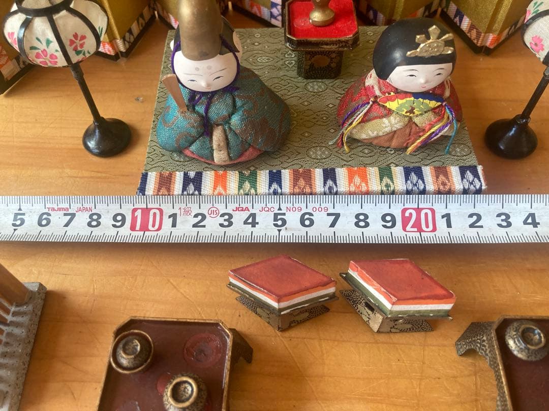アンティーク小さい木目込み雛人形セット　蔵出し