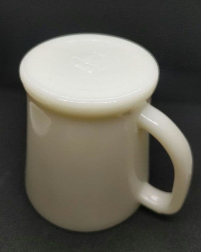 【シール付】FireKing　Dハンドルシェービング　フラットボトム　アイボリー