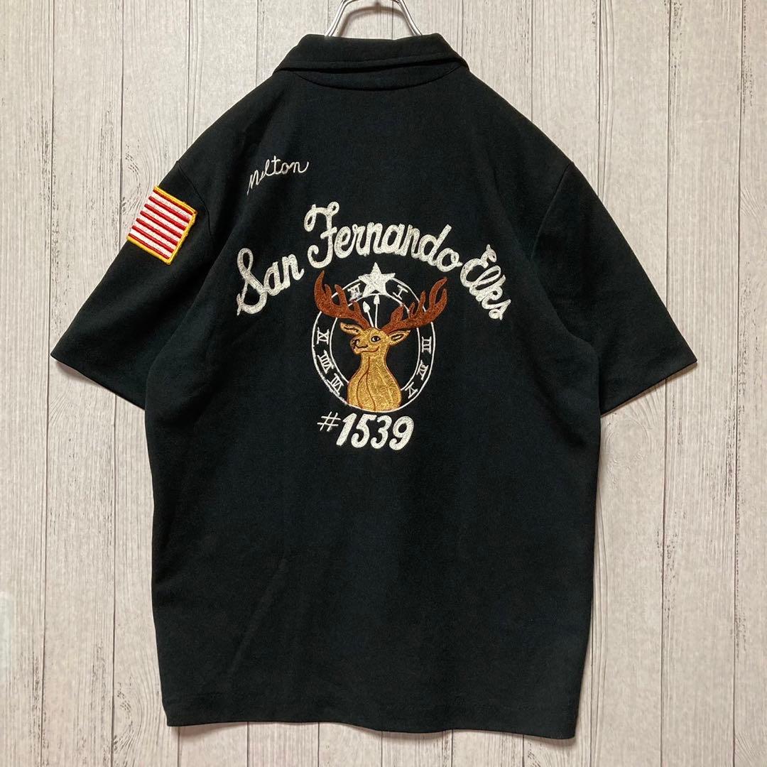 60s70s  mr.morts USA製 刺繍 ハーフジップ ボウリングシャツ