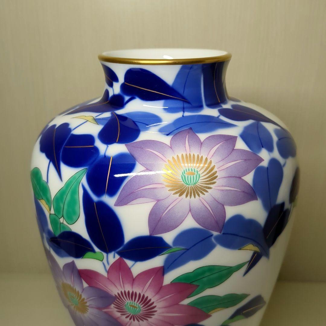 香蘭社　花草　鉄仙花　花瓶　飾り壺　１個　高さ約31センチ