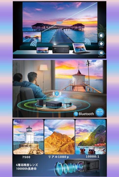WiFi接続でスマホやタブレットのミラーリングも簡単楽々❤5Gプロジェクター