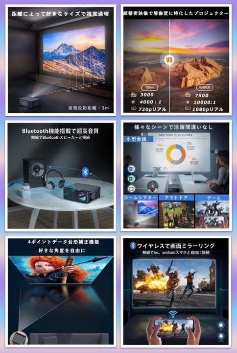 WiFi接続でスマホやタブレットのミラーリングも簡単楽々❤5Gプロジェクター