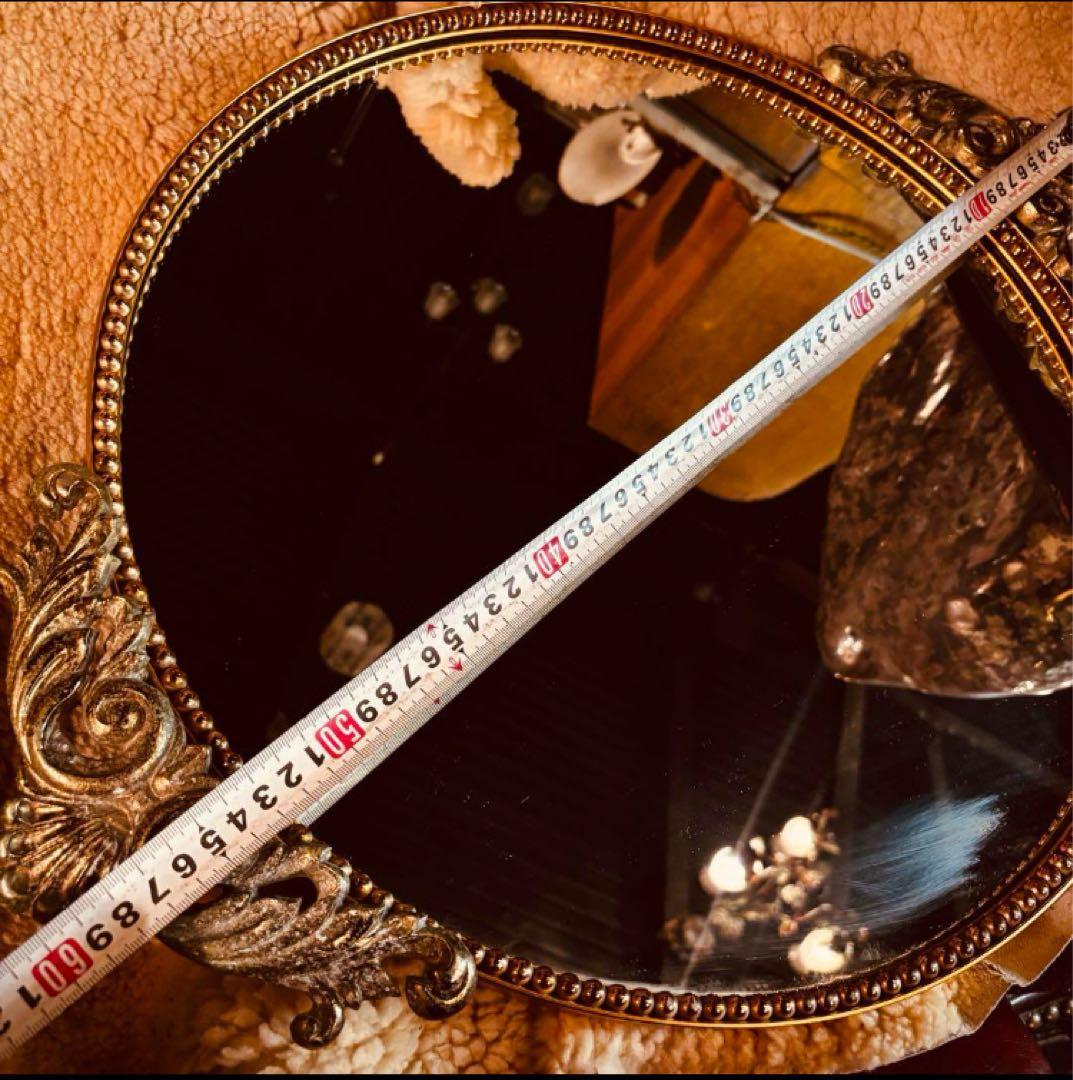 湯布院アンティーク ヨーロピアンレトロビンテージ ウォールミラー ゴールド