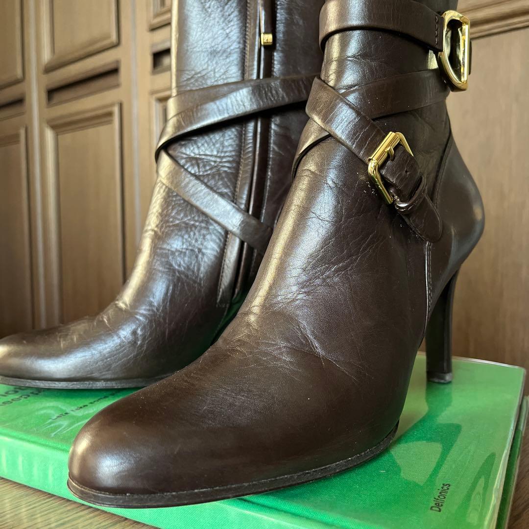ラルフローレン　ダークブラウン レザー ブーツ