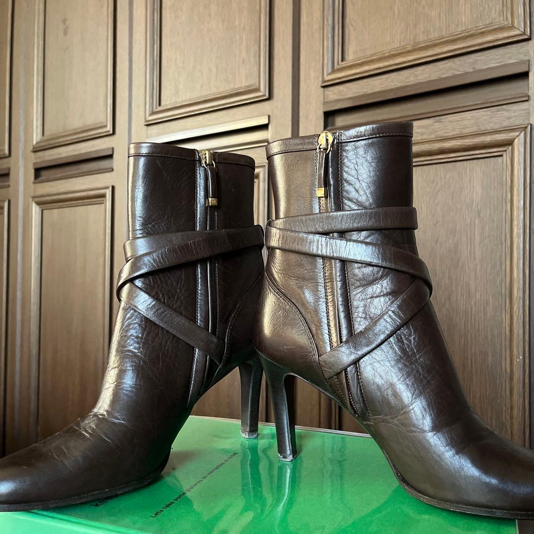 ラルフローレン　ダークブラウン レザー ブーツ