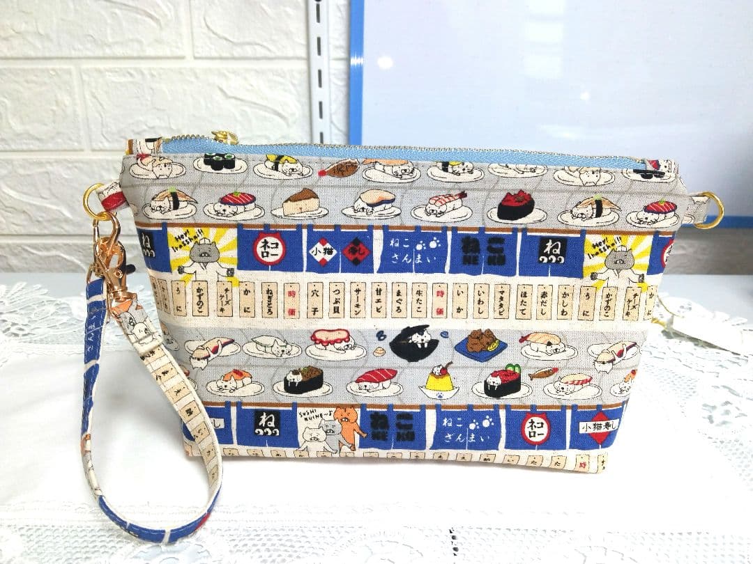 チャッピーA4対応猫柄トートバッグ持手付き20cmFポーチコットンこばやし