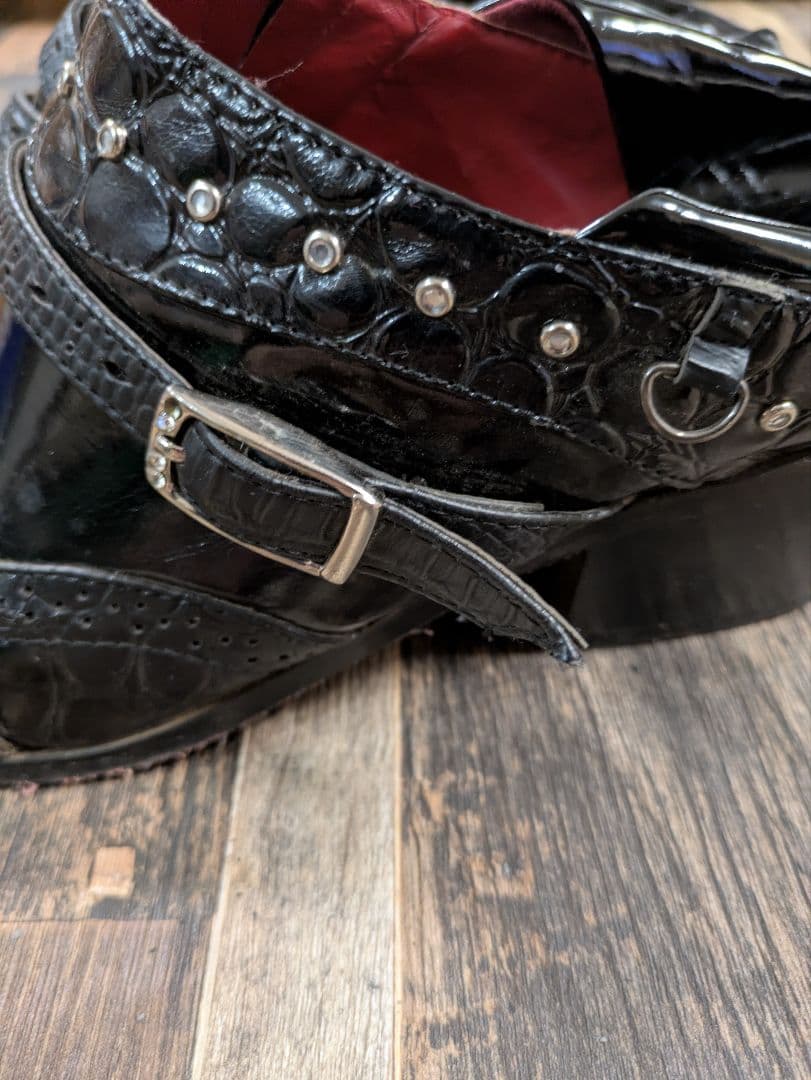 スタッズ付きブラックブーツ　y2k ホスト　お兄　V系