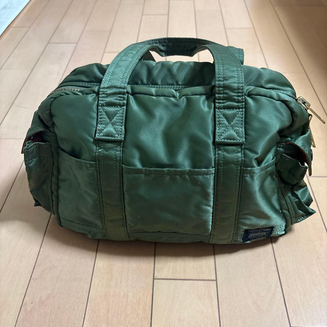 ポーターカーキ色ミドルボストンバッグ