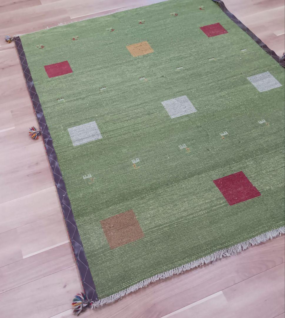 Y3064 ペルシャ絨毯 ギャッベ 手織り ウール 191×150㎝