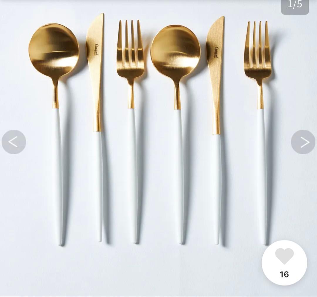 お値下【クチポール】Cutipolゴアホワイトxゴールド ディナーペアセット6点