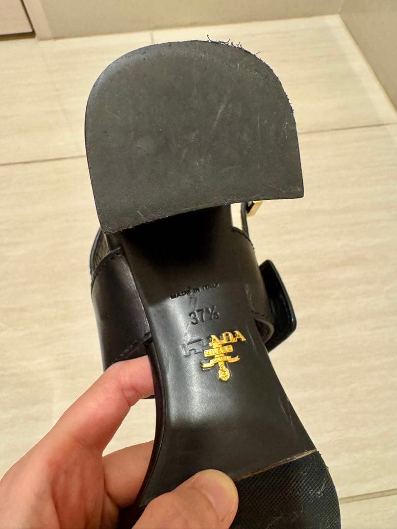 PRADA ブラック ヒールサンダル 37.5 / 24cm