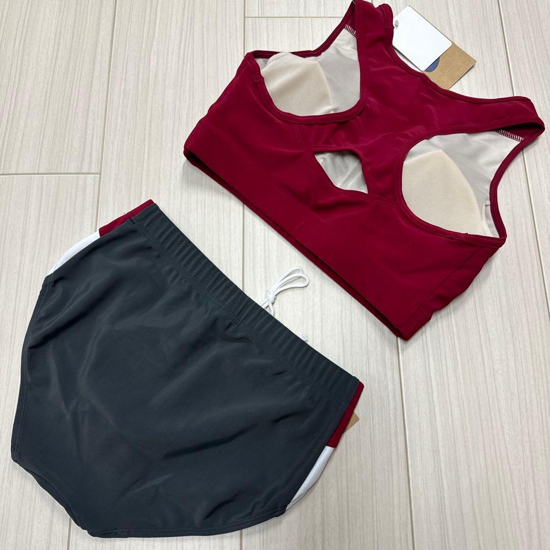 アシックス　女子陸上ユニフォーム上下　XLサイズ　エンジ×ダークグレー×ホワイト